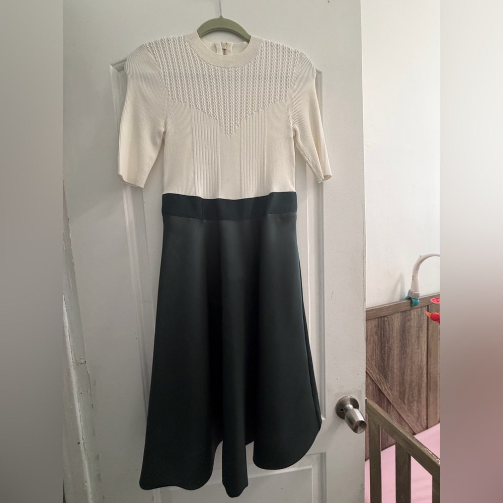 Ted Baker Ivory and Black Two-Tone Midi Dress